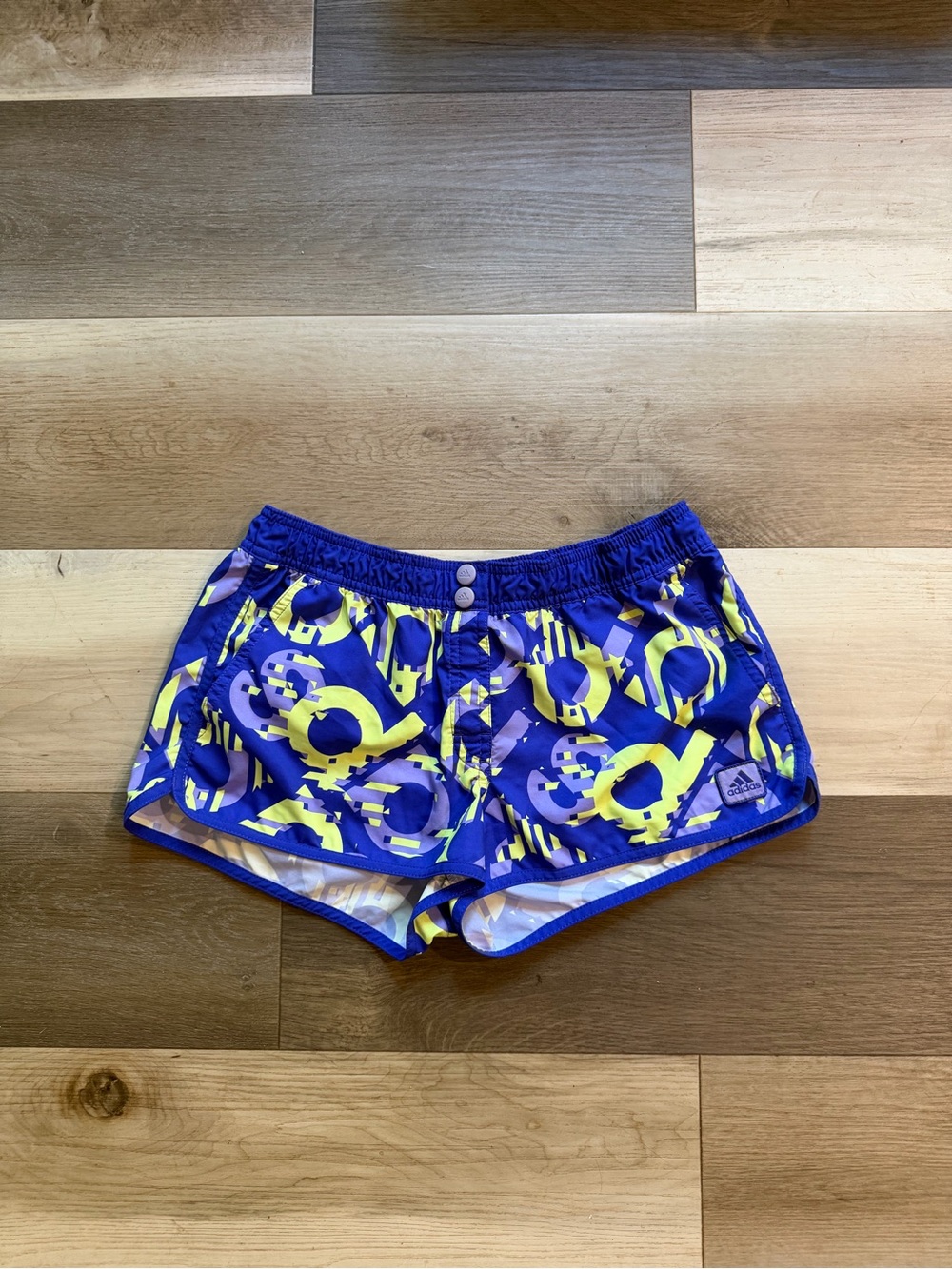 adidas Women’s Purple & Yellow Graphic Running Shorts